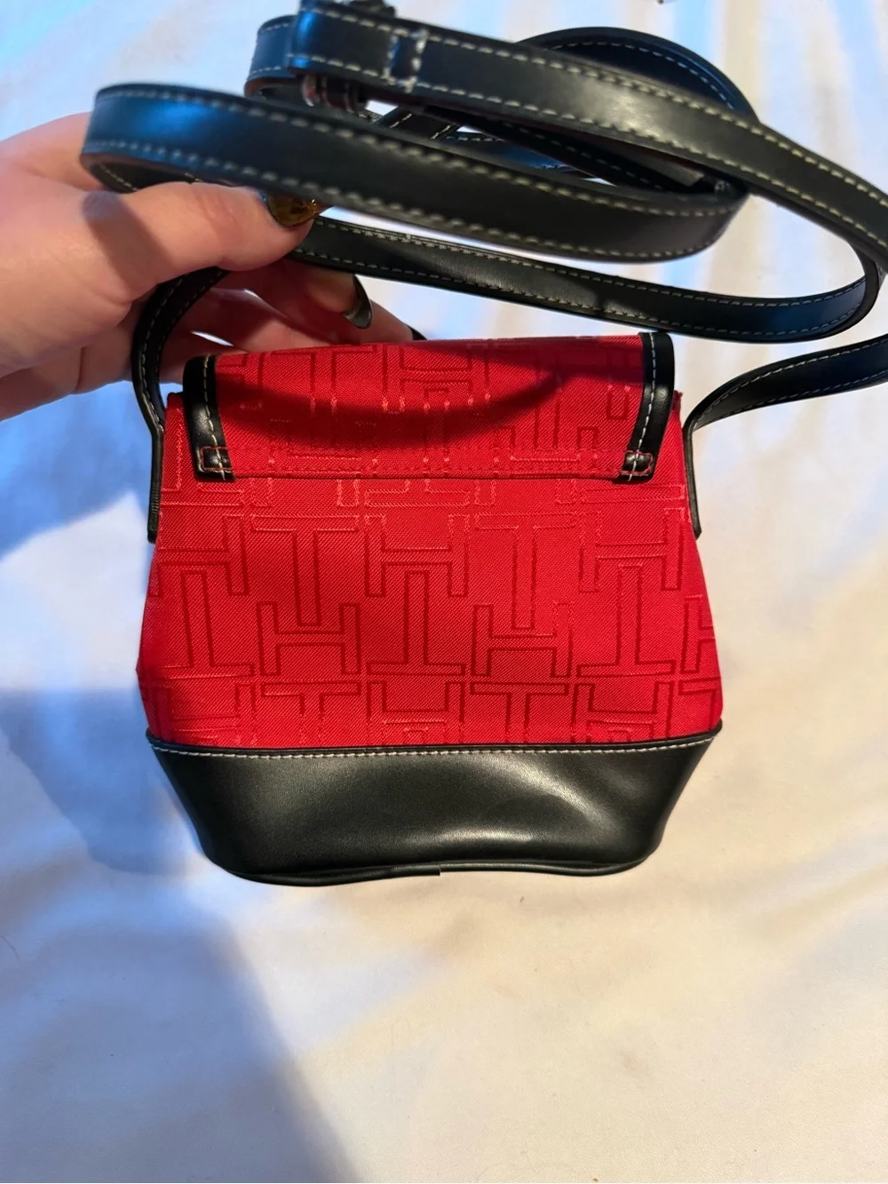Tommy Hilfiger Red and Black Signature Mini Crossbody